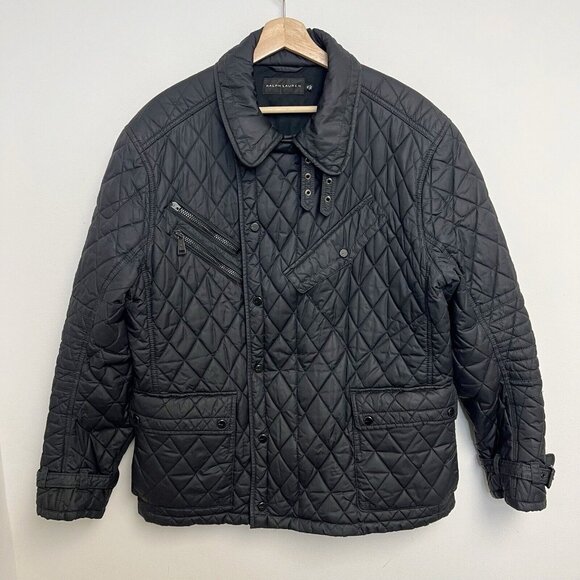 Ralph Lauren Black Label Men’s Quilted Nylon Double Breasted Biker Jacket XL - Picture 3 of 16